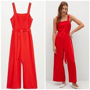 Mango Red Viscose Blend Jumpsuit New